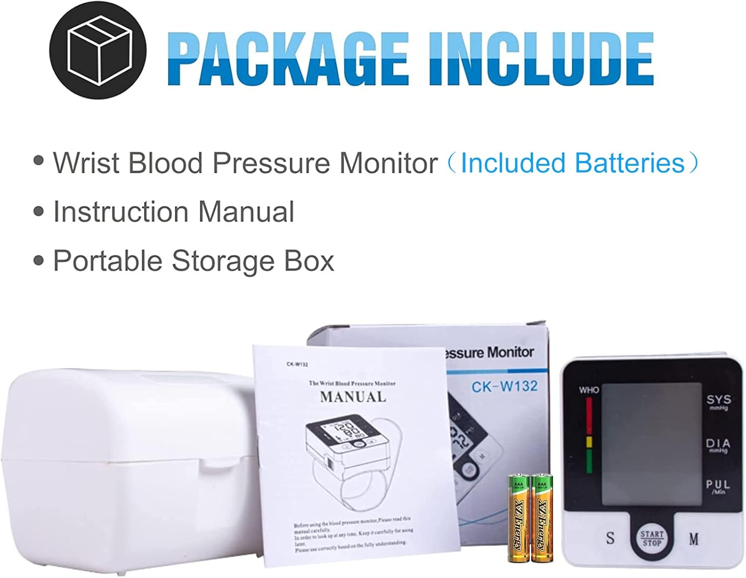 Wrist Blood Pressure Monitor Automatic Wrist Bp Monitor Talking Blood Pressure Cuff for Home Use Adjustable Cuffs for Adult Electronic Digital Large LCD Display with Battery and Carrying Case