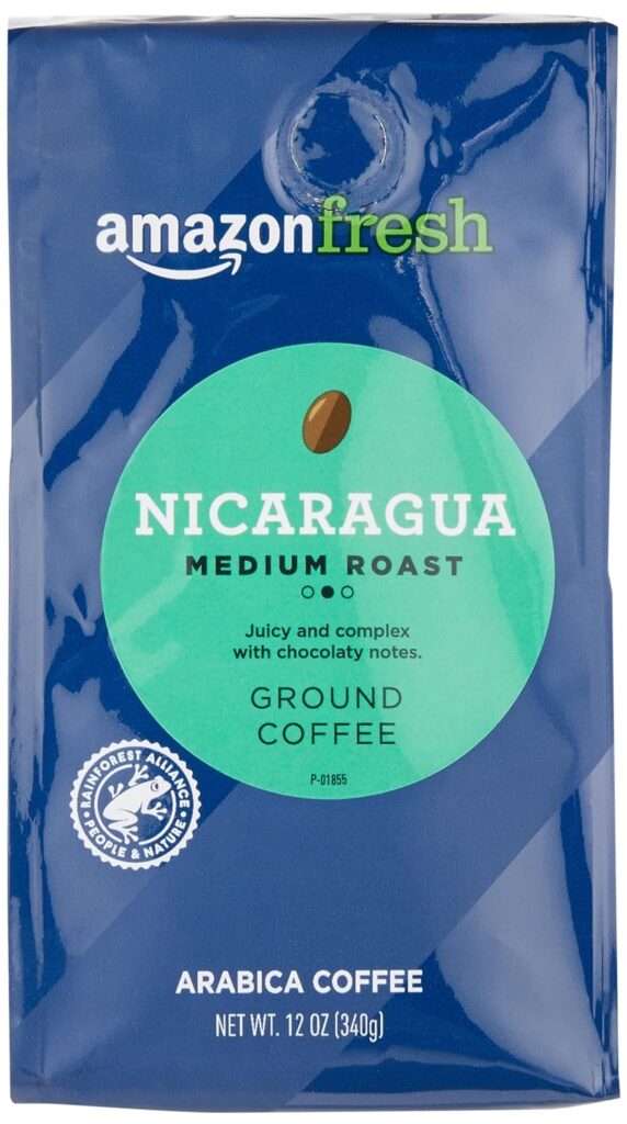 Amazon Fresh, Direct Trade Nicaragua Ground Coffee, Medium Roast, 12 Oz