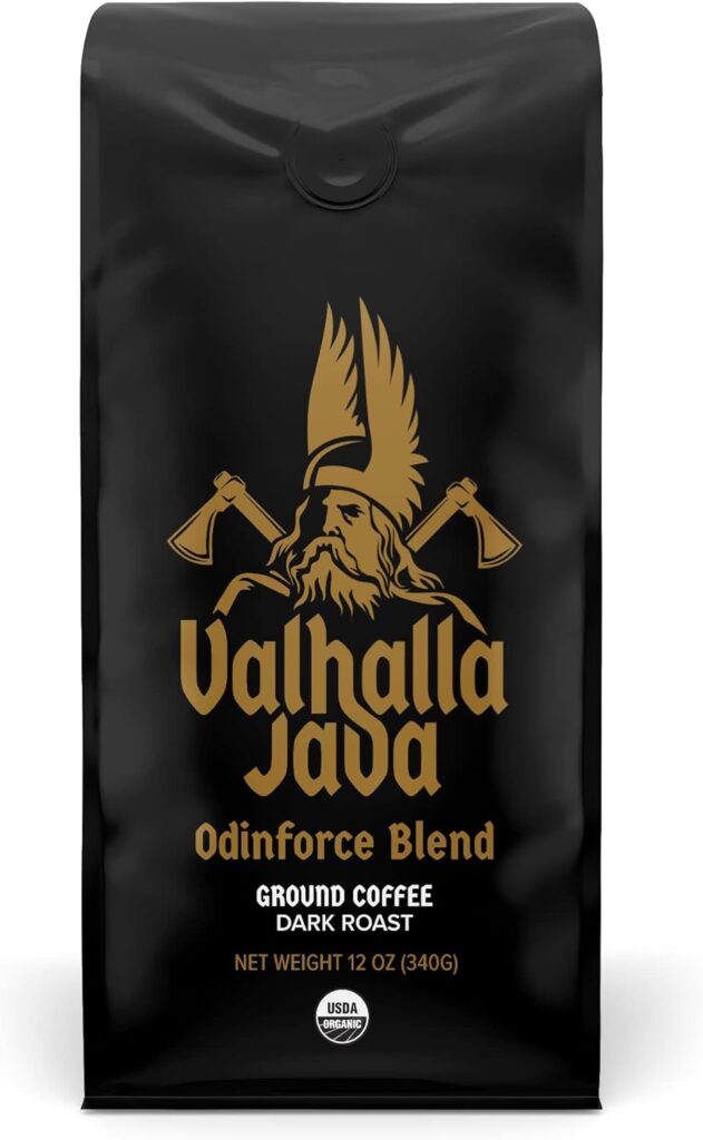 Death Wish Coffee Valhalla Java Dark Roast Ground Coffee, 12 Oz, Bold  Intense Blend of Arabica Robusta Beans, USDA Organic