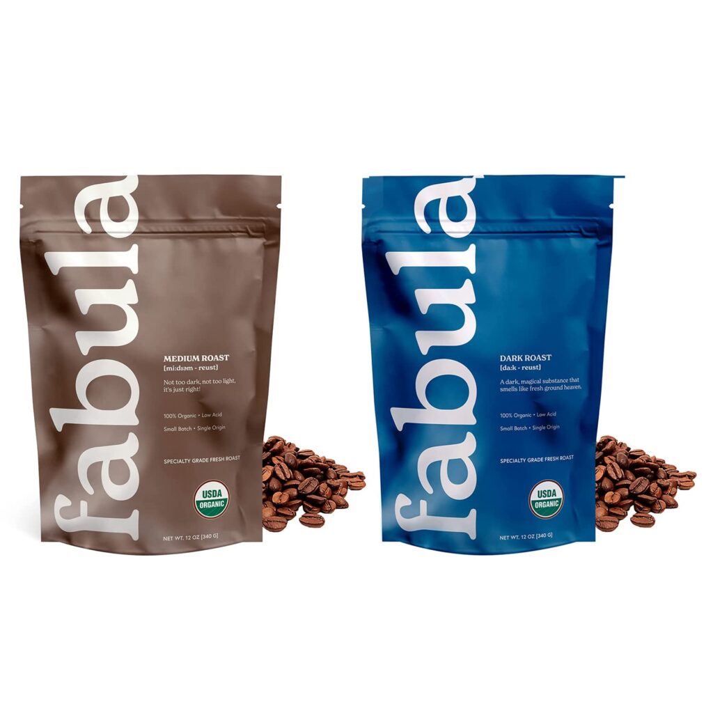 Fabula Organic Whole Bean Coffee - Medium and Dark Roast - 2 Bag Bundle