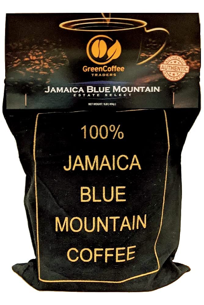 Green Coffee Traders 1LB. 100% Jamaica Jamaican Blue Mountain Roasted Coffee - City Roast, 1lb Bag