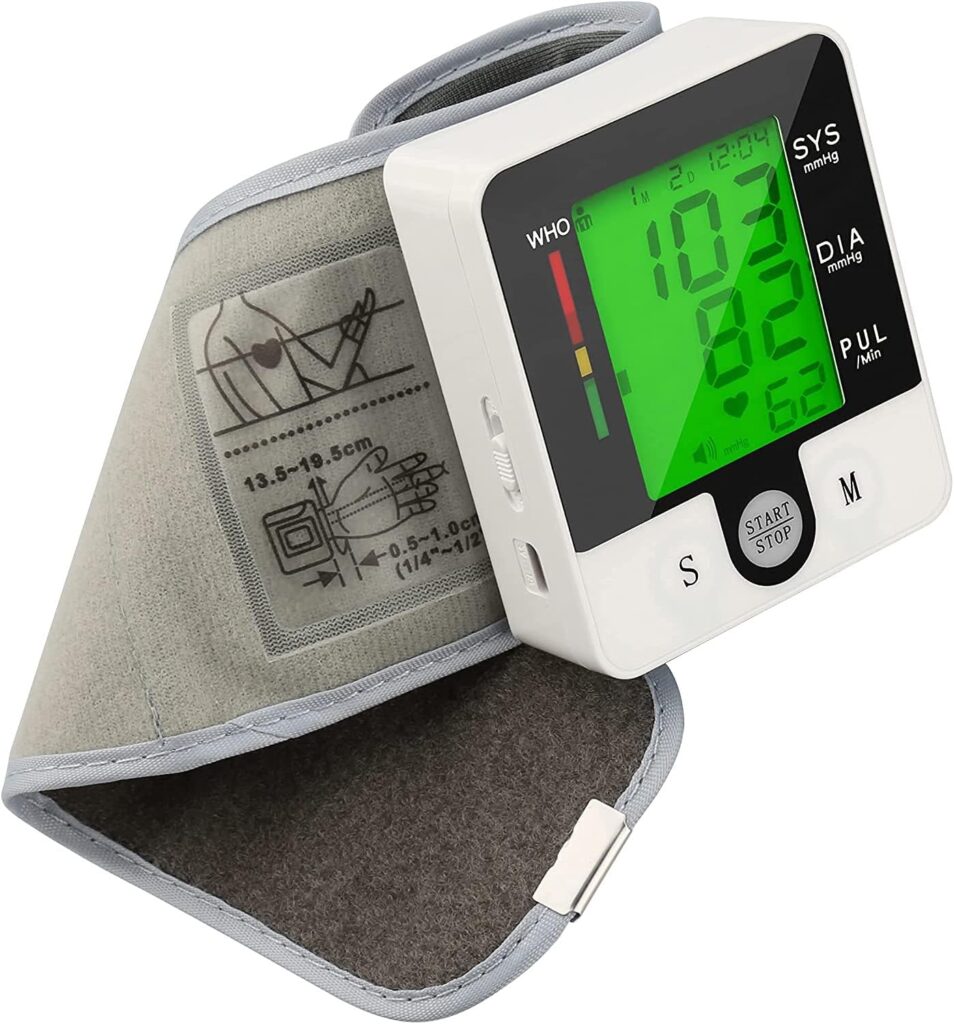 REHAVE Wrist Blood Pressure Monitor, Blood Pressure Machine, Automatic Talking, Large LCD Display, Digital Heart Beat Pulse Meter,Voice Alarm Home BP Cuff Meter Kit, Medical Equipment for Health Care