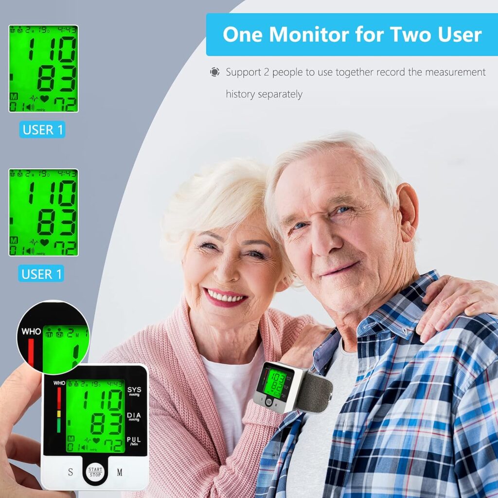 REHAVE Wrist Blood Pressure Monitor, Blood Pressure Machine, Automatic Talking, Large LCD Display, Digital Heart Beat Pulse Meter,Voice Alarm Home BP Cuff Meter Kit, Medical Equipment for Health Care