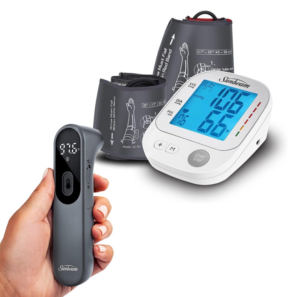 Sunbeam Touchless Body + Object Thermometer  Pro Upper Arm Blood Pressure Monitor