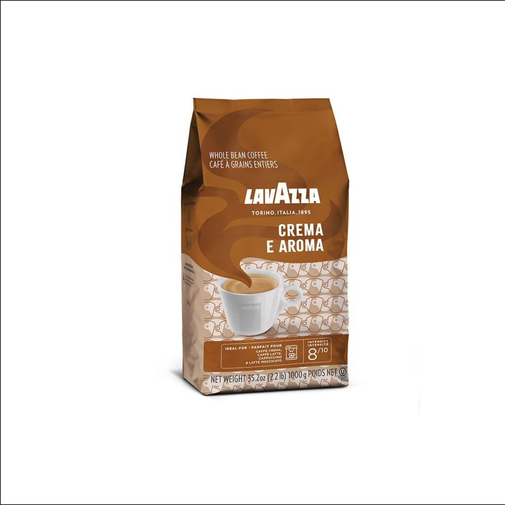 Lavazza Crema E Aroma Whole Bean Coffee Blend, 2.2-Pound Bag , Balanced medium roast with an intense, earthy flavor and long lasting crema, Non-GMO